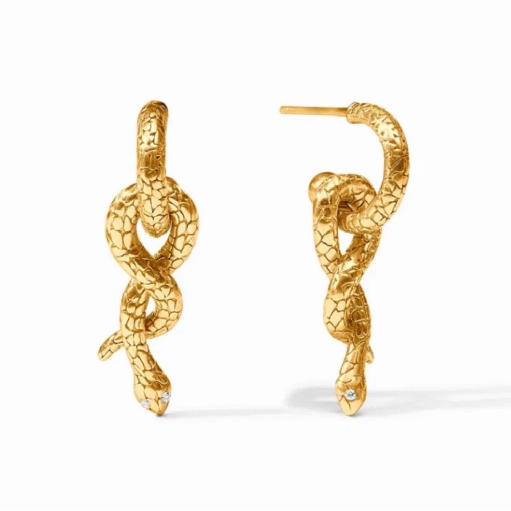 $125 Julie Vos Snake Hoop & Charm Earring